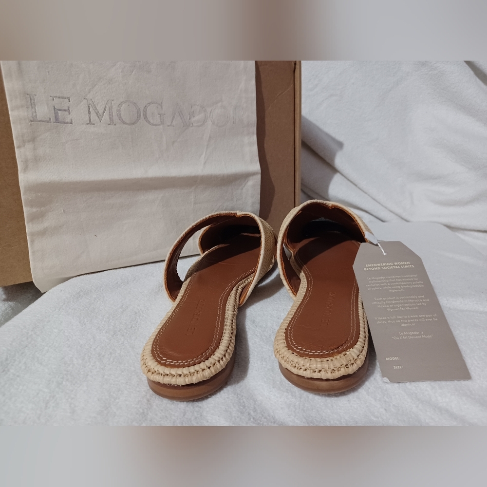 NIB Le Mogador Nude and Black Azoulay Flats Size 38 (8) W/Dustbag - Picture 4 of 13